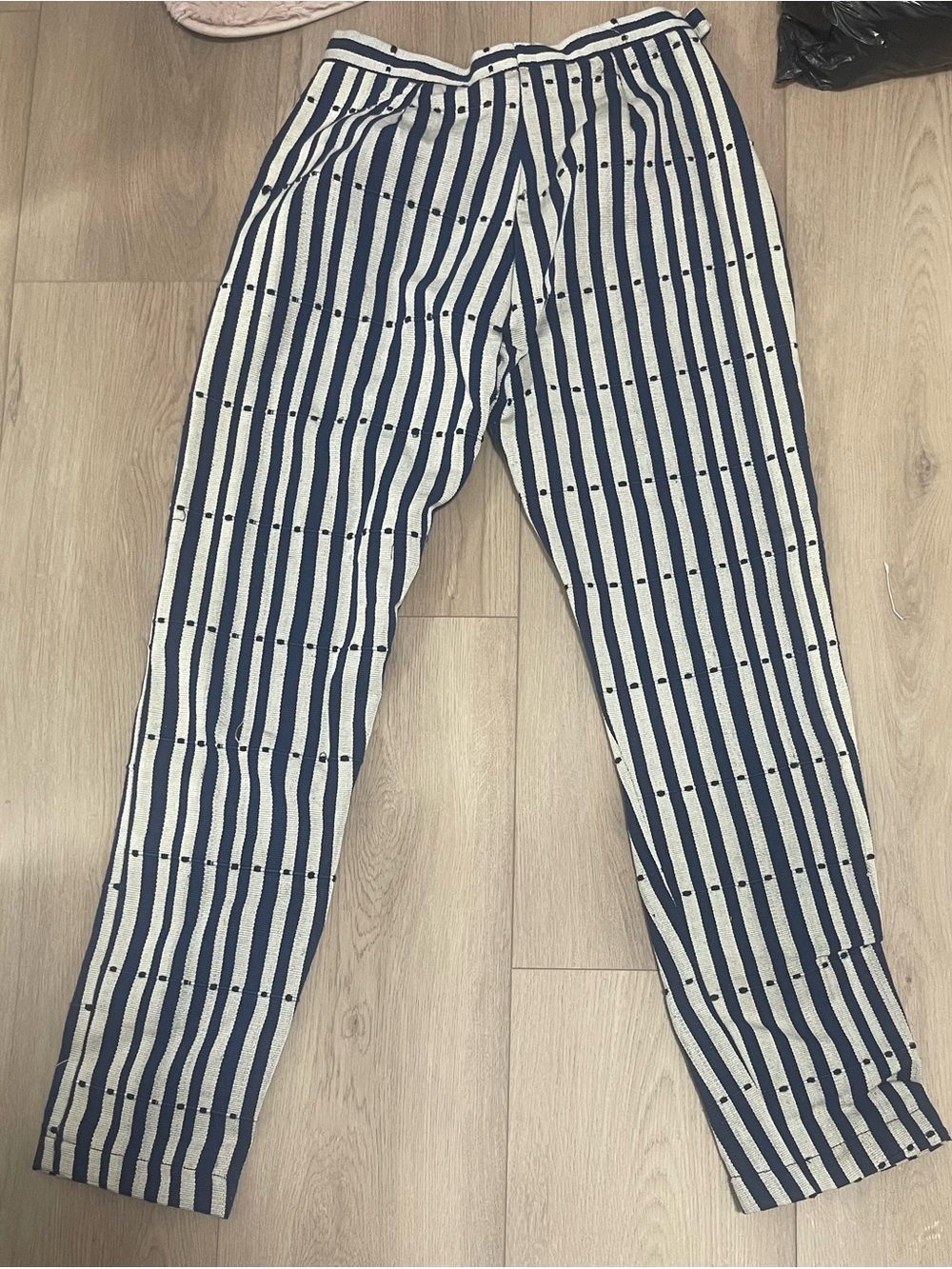 Men's Navy and White Striped Casual Pants